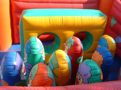 Clown themed multiplay bouncy castle for school summer fetes and parties in Bexleyheath Clown activity bouncy castle for hire in bexley and sidcup