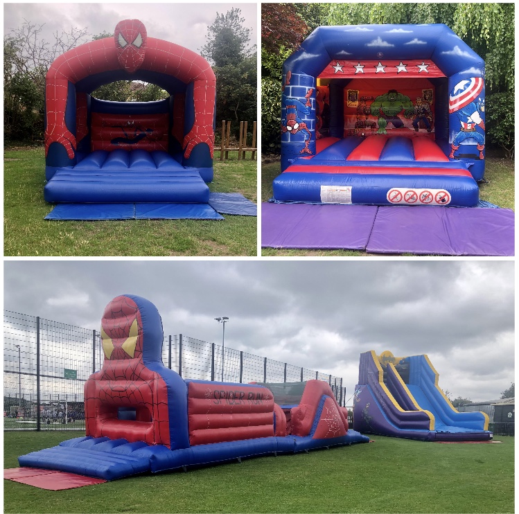 Superhero themed inflatables bouncy castle hire Sidcup and Dartford Superheroes bouncy castle hire for kids parties in Bexley